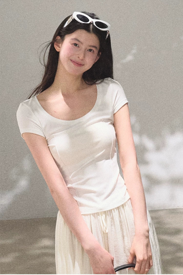 Radiant Muse Lyocell U-Neck Slim-Fit T-Shirt