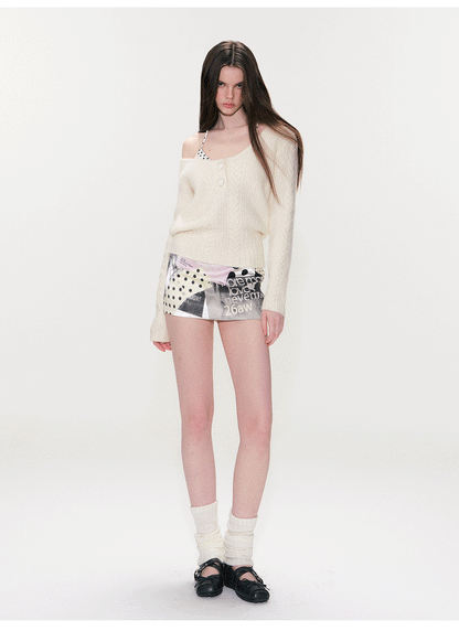 Low-Rise Printed Bodycon Mini Skirt