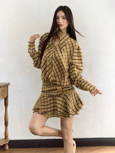 Yellow Plaid Low Waist Long Sleeve Dress - CHINASQUAD