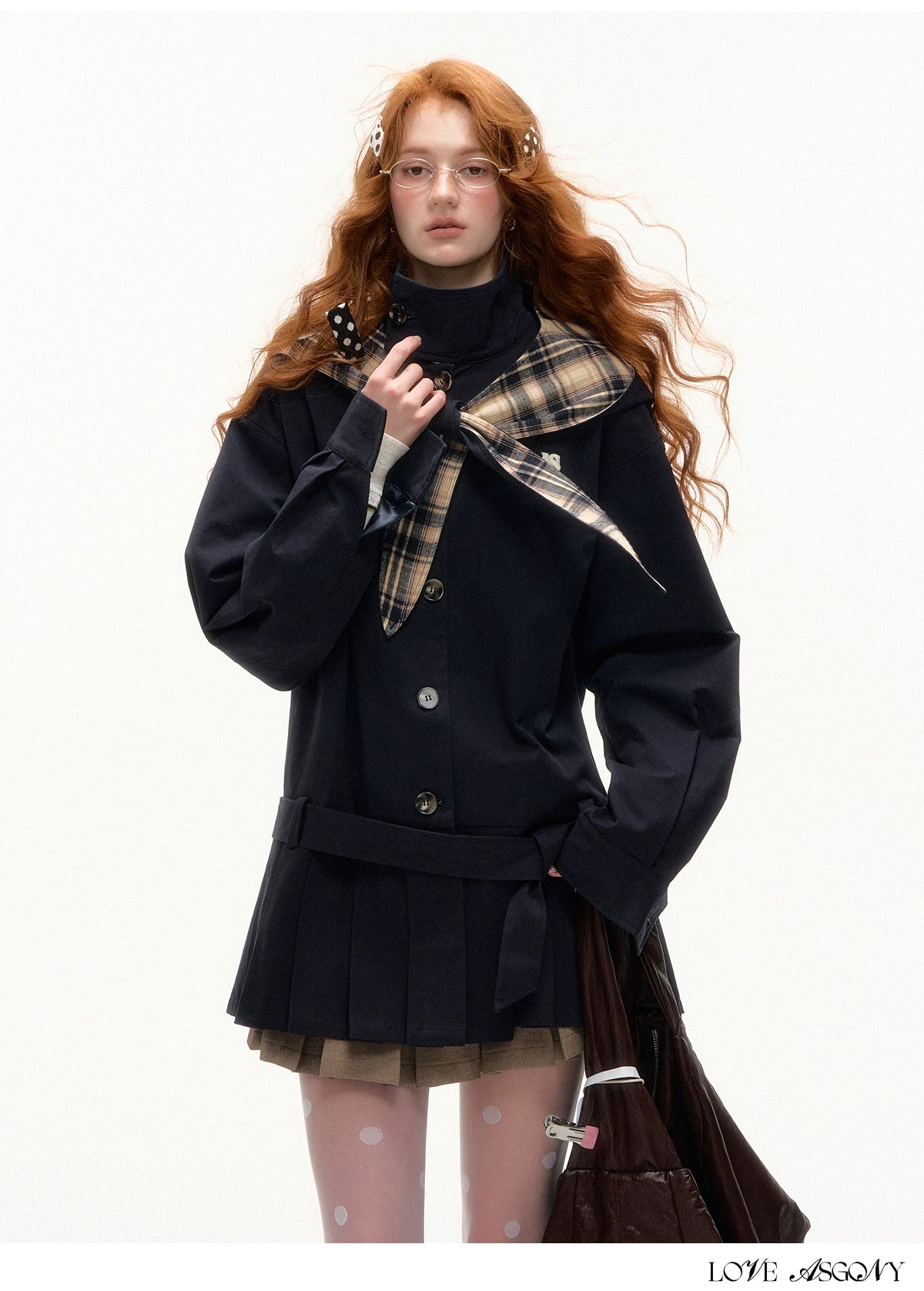 Detachable Bunny-Ear Pleated Trench Coat