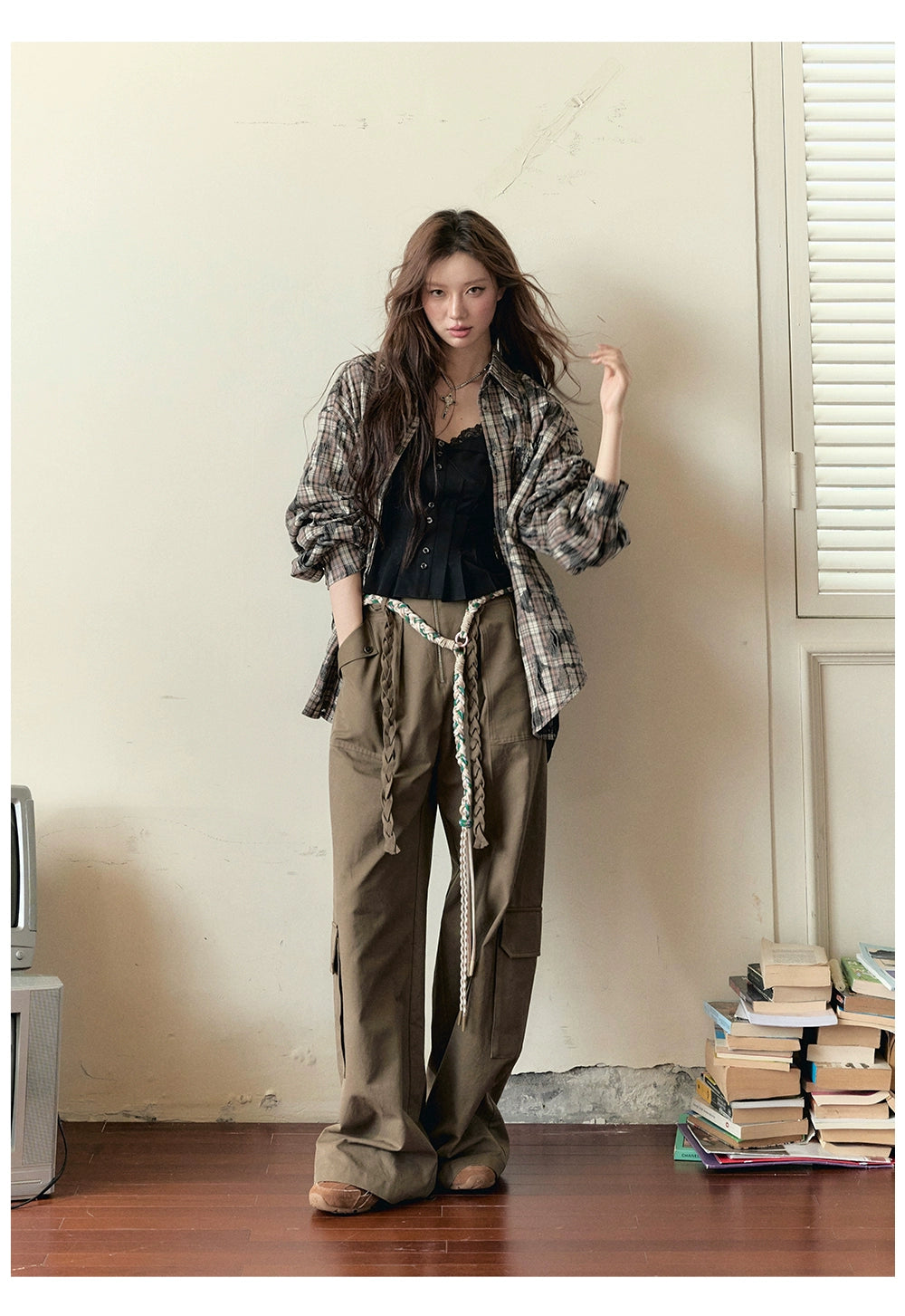 Loose-fitting Straight-leg Pants with Large Pockets