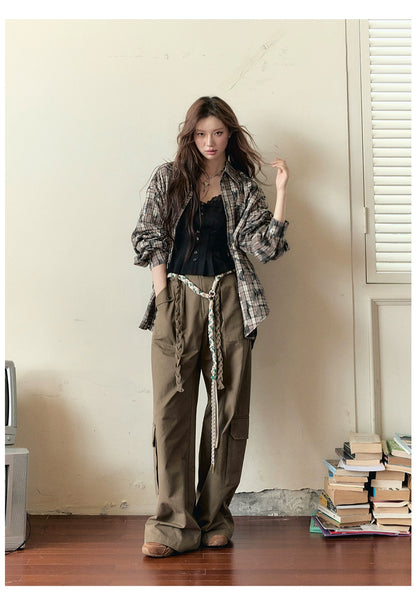 Loose-fitting Straight-leg Pants with Large Pockets