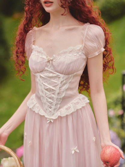 Pink Mist Fairy Corset Maxi Dress