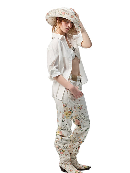 Mid Sleeve Loose-fit Shirt &amp; Skirt Set