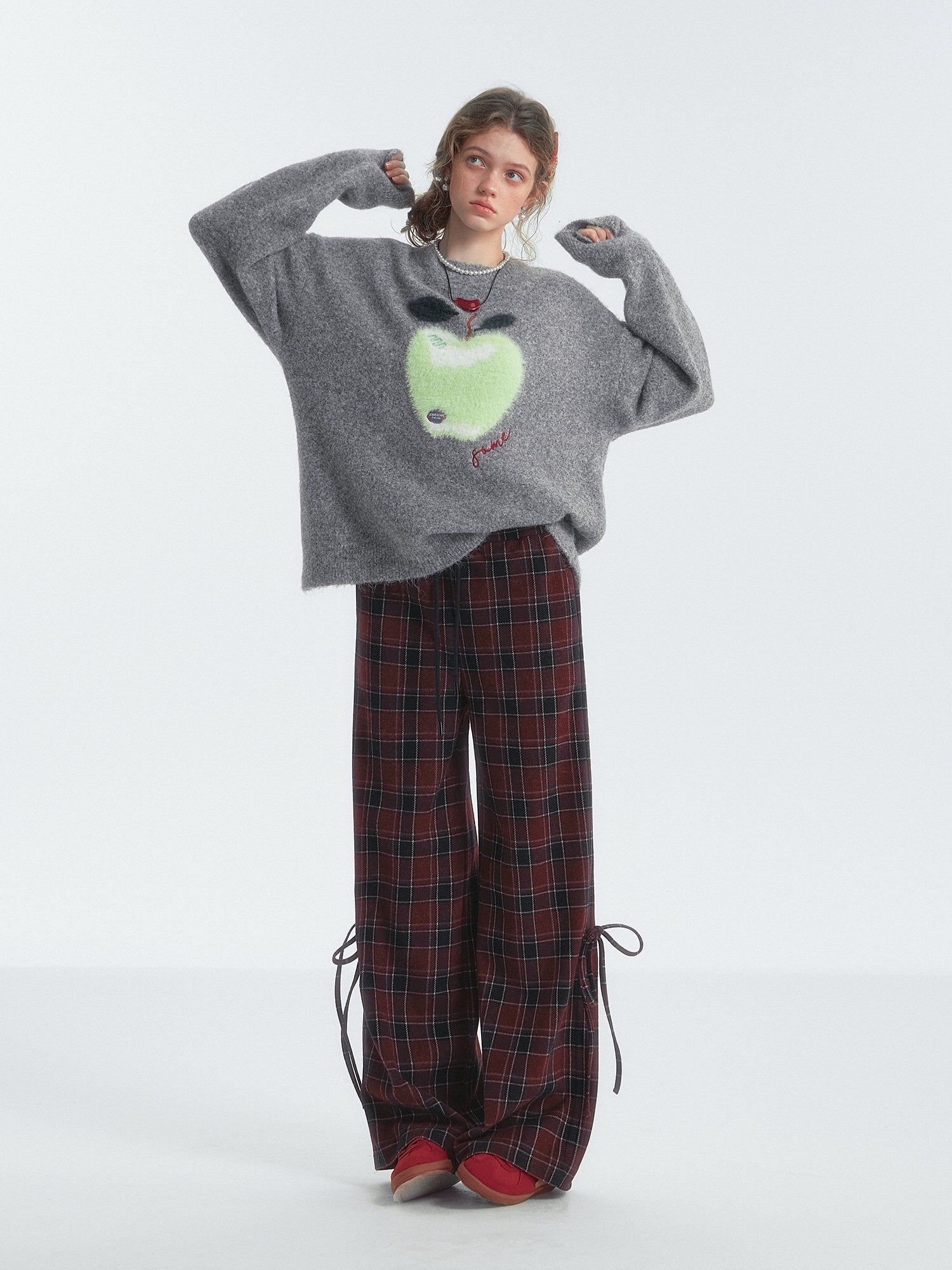 Gray Fun Apple Cloud Knit Sweater