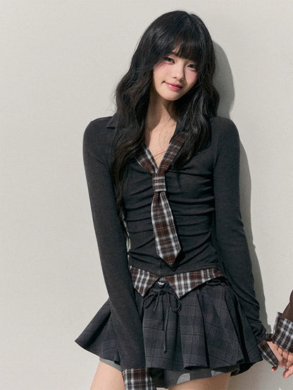 V-Neck Long Sleeve Slim-Fit T-Shirt