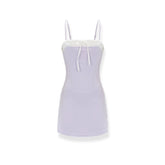 Purple Satin Fitted Halter Sheath Dress - CHINASQUAD