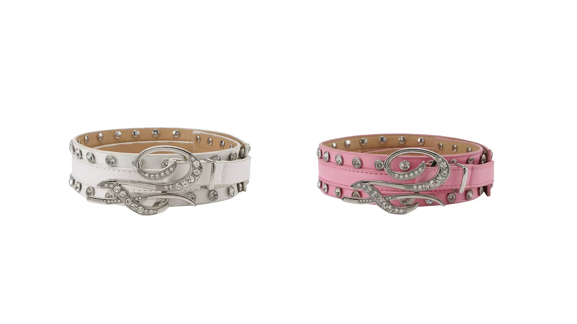 Punk Crystal-Embellished Logo Buckle Belt