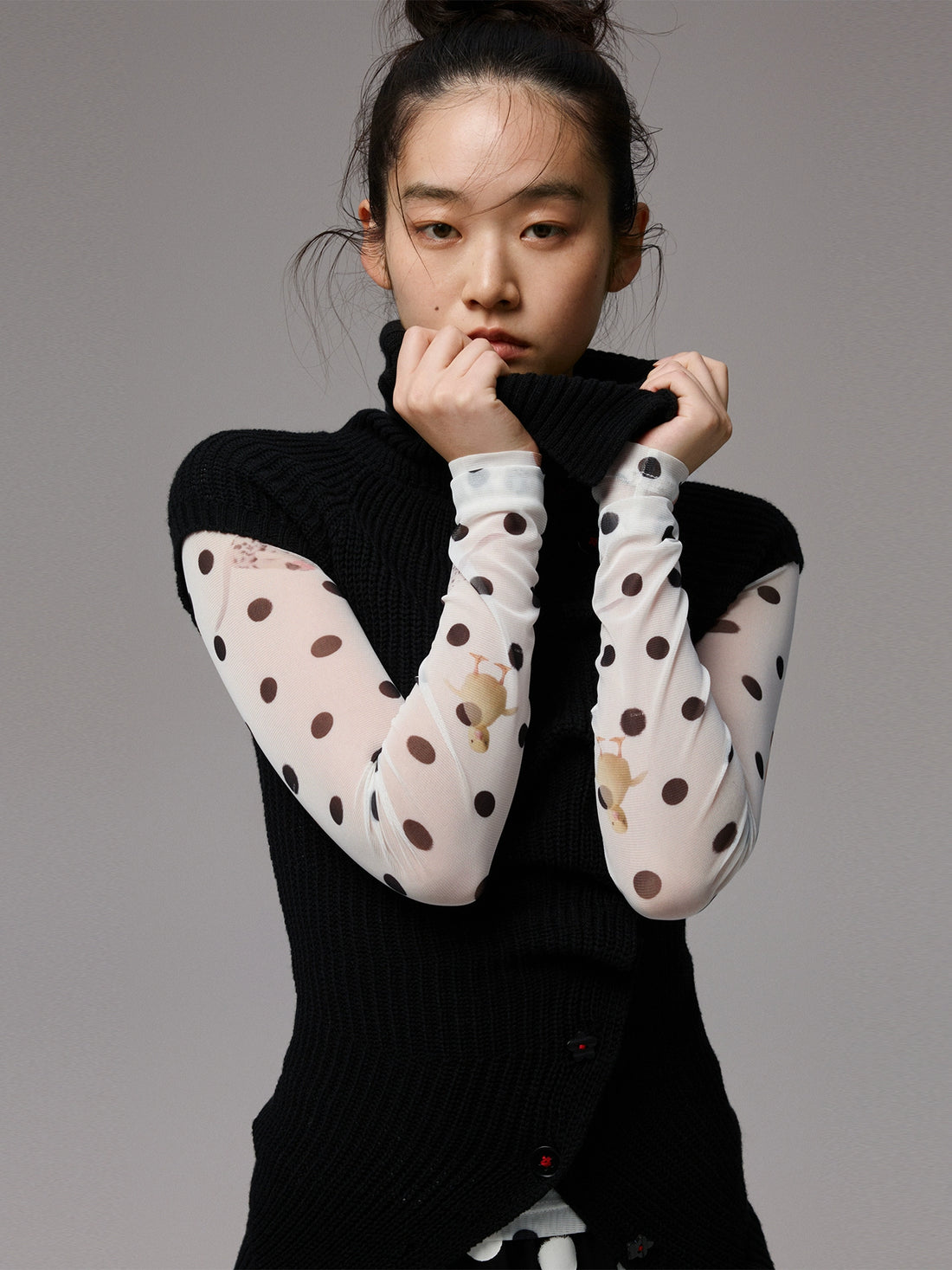 Asymmetric Neck Wool Blend Cardigan
