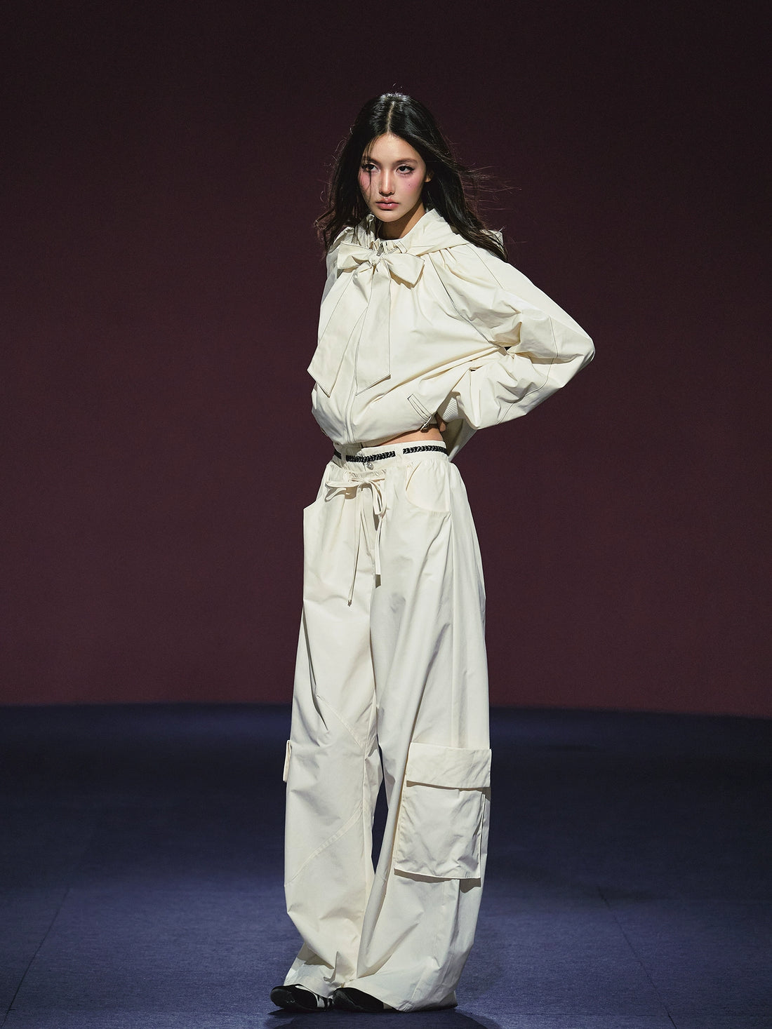 Neckline Tie Striped Sun-Protective Jacket &amp; Pants Set - CHINASQUAD