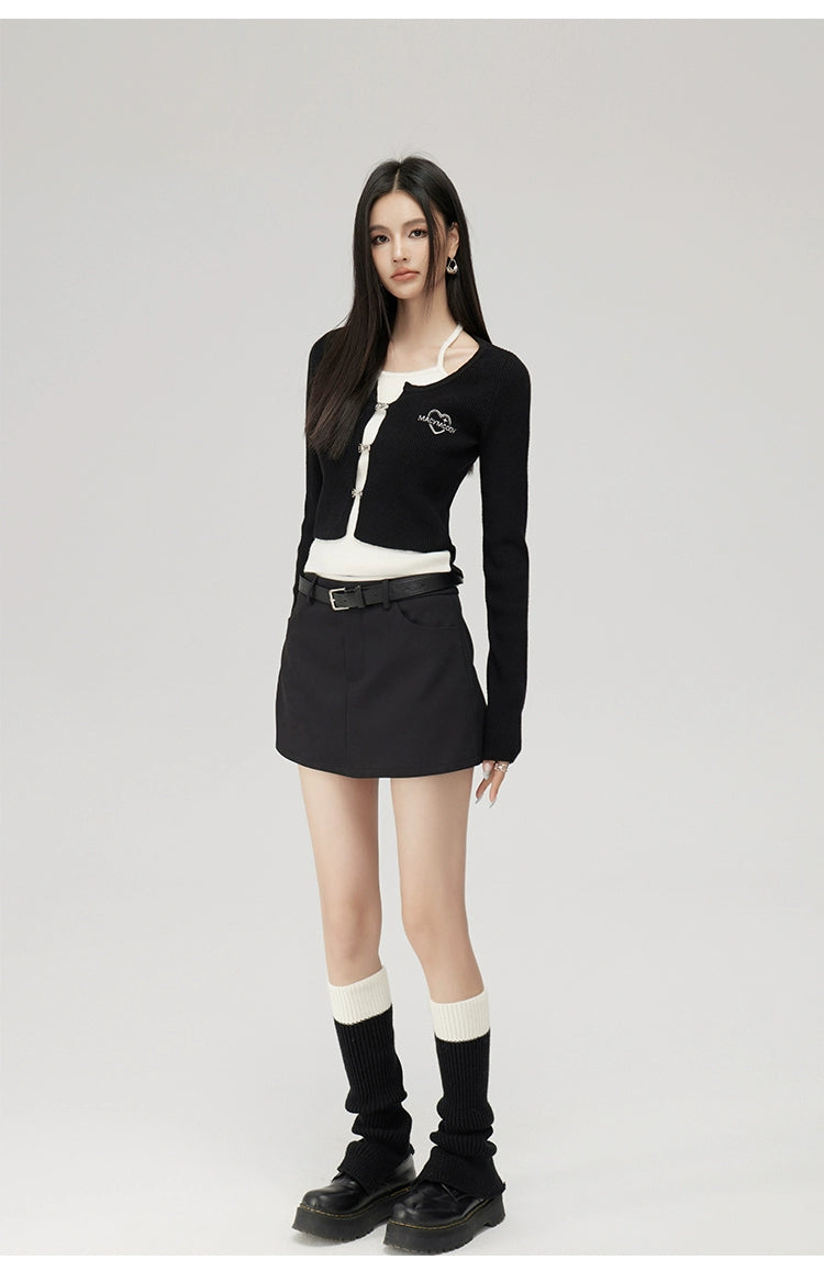 Fake Two Piece Knit Halter Blouse