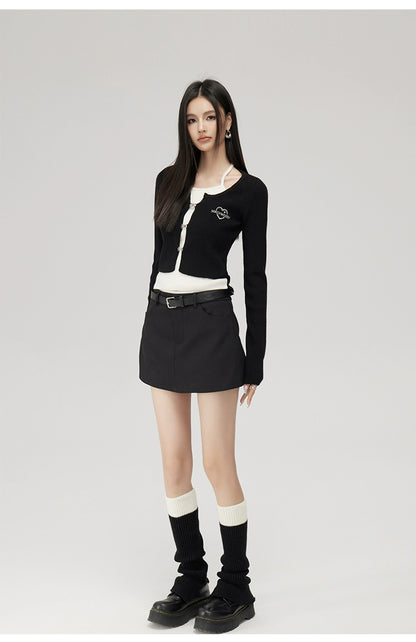 Fake Two Piece Knit Halter Blouse