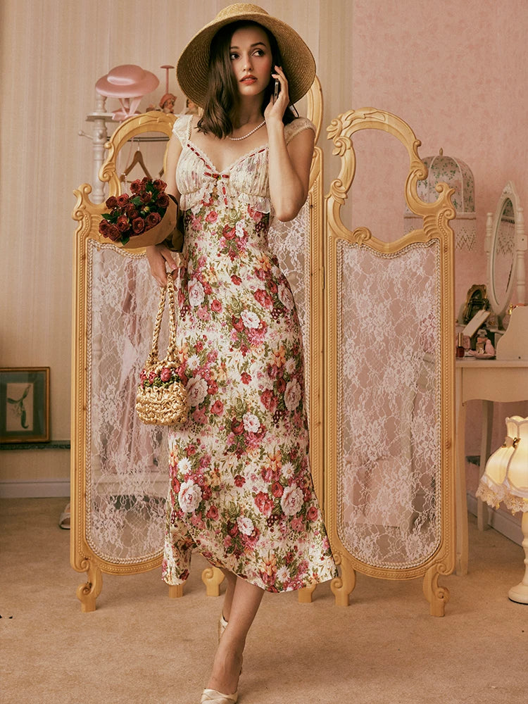 Vintage Romantic All-Over Peony Textured Dress