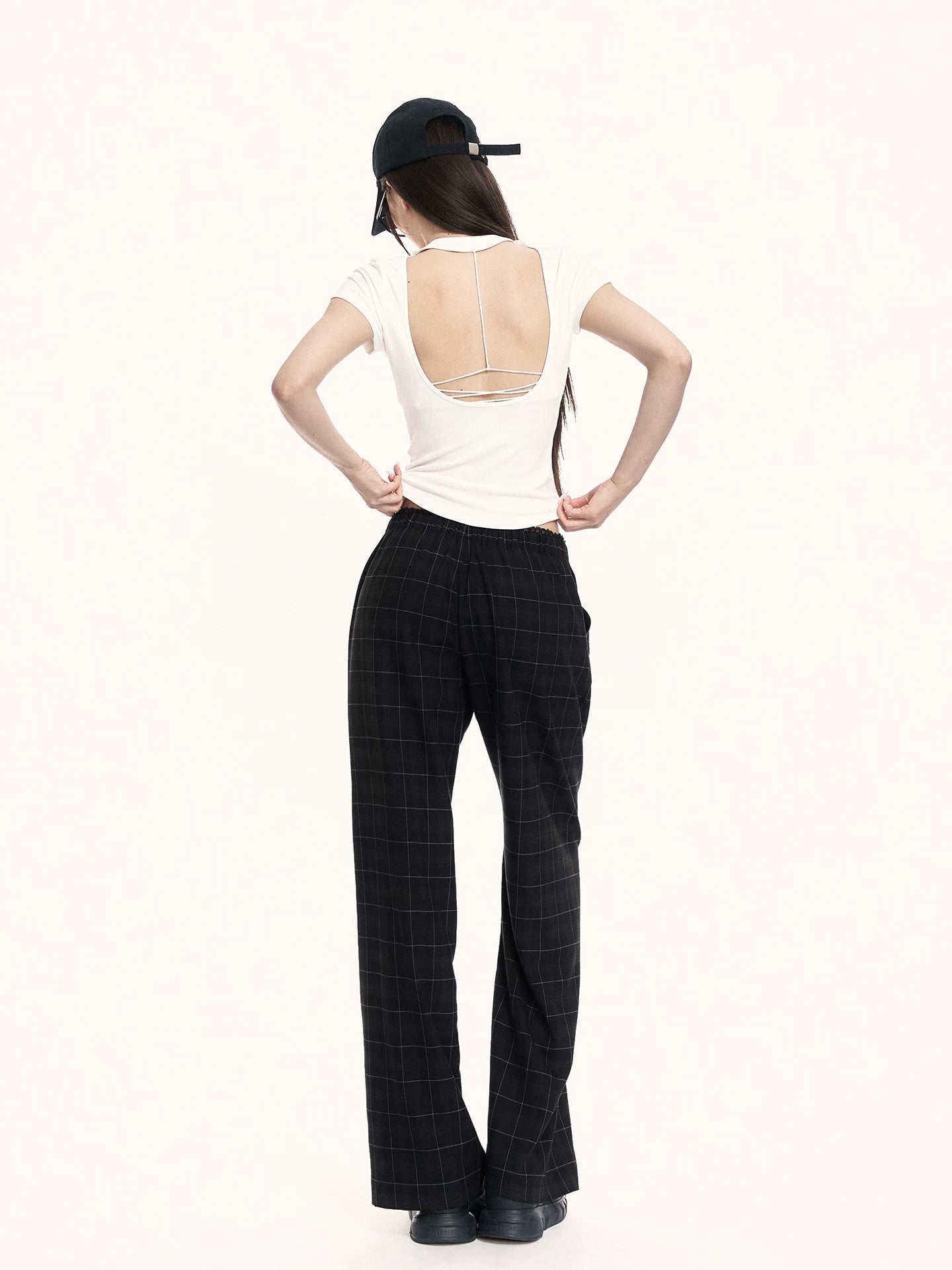 Backless Lace-Up Slim Fit Cropped T-Shirt