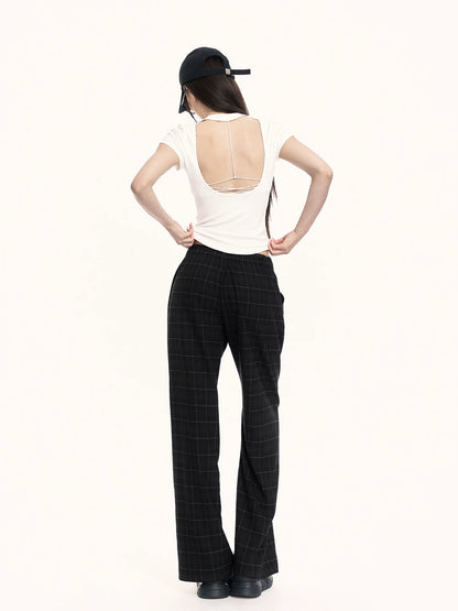 Backless Lace-Up Slim Fit Cropped T-Shirt