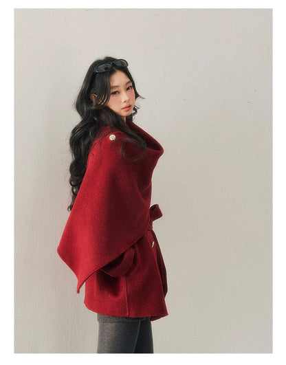 French British-Style Wool Coat