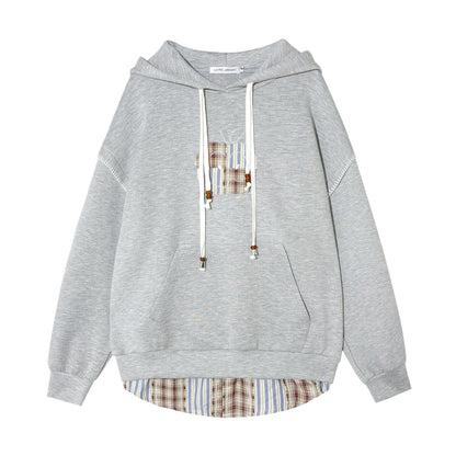 Fake Two-piece Apple Appliqué Layered Hoodie - CHINASQUAD