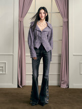 Purple Shawl Collar Knit Jacket - CHINASQUAD