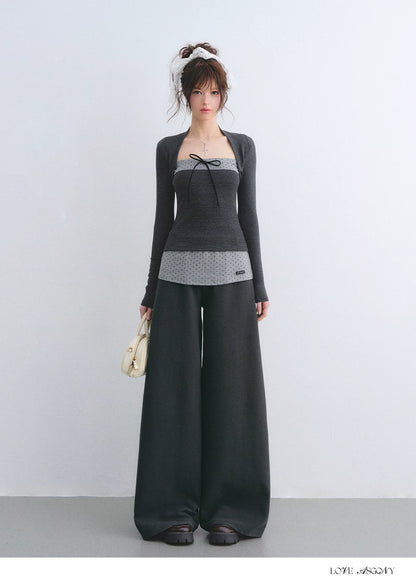 Faux-Layer Top and Pants Set