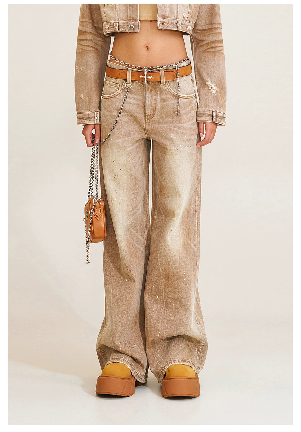 Wild Diamond Handcrafted Wide-Leg Denim Pants