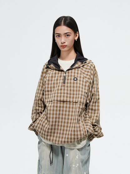 Vintage Plaid Casual Hoodie Jacket