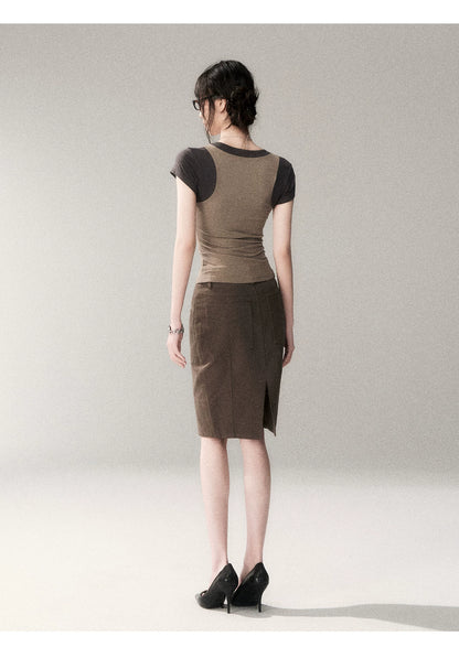 Contrast Trim Fitted Short Sleeve Tee