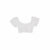 Jacquard Cotton Puff Sleeve Cropped Top 1Jinn Studio