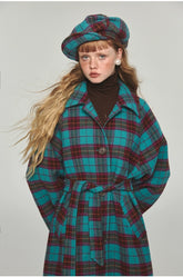 Plaid Classic  Belted Waist Woolen Overcoat - CHINASQUAD