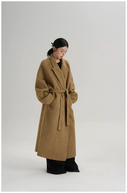 Tie-Belt Long Wool Coat