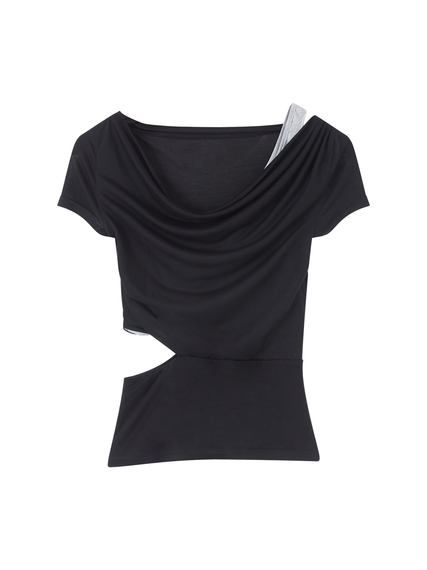 Slanted Shoulder Strap Short-Sleeve T-shirt