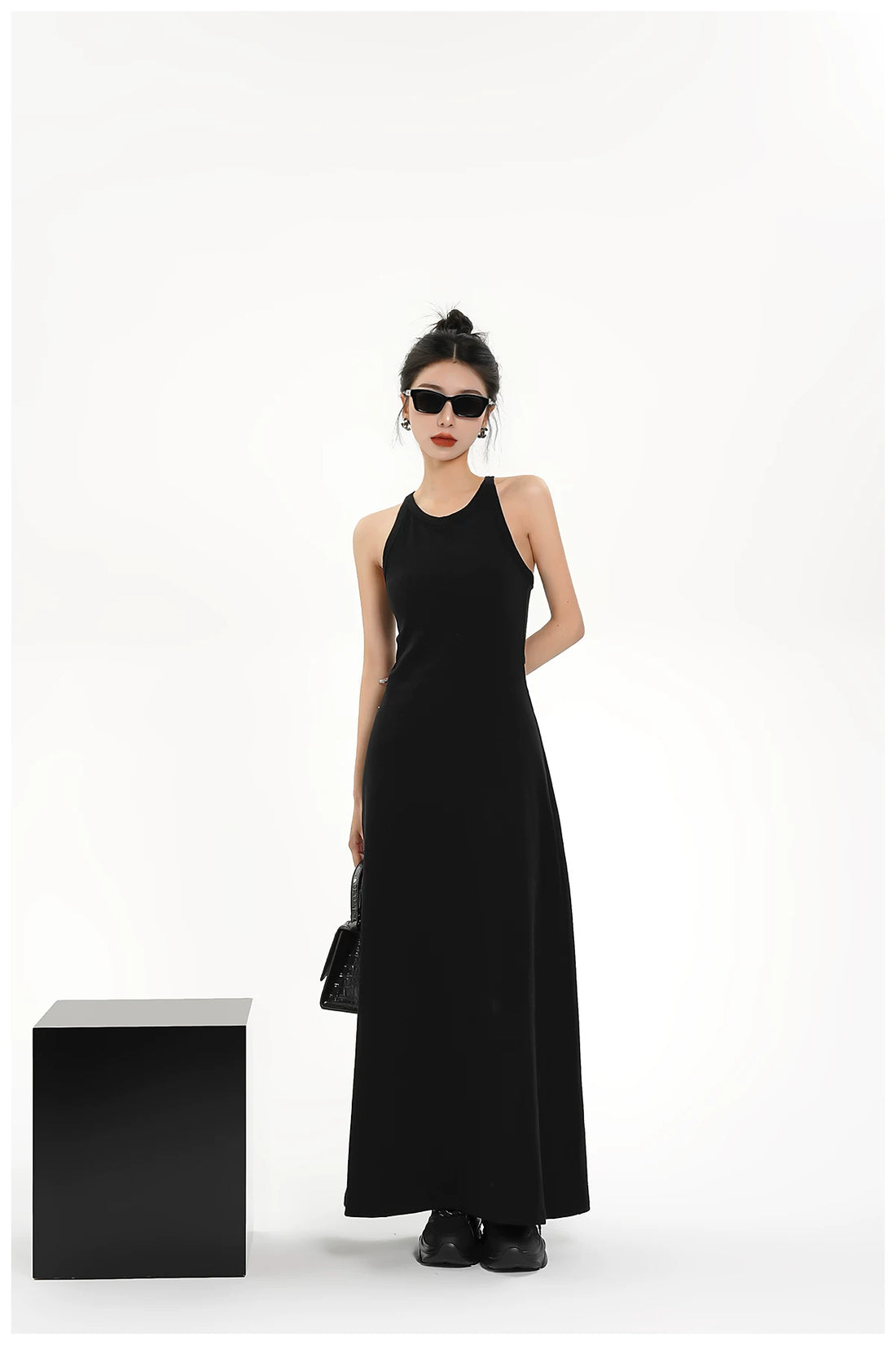 Built-In Bra Stretch Maxi Slip Dress