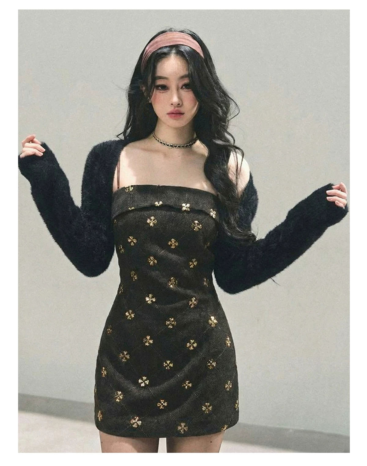 French Wool Strappy Bodycon Mini Dress