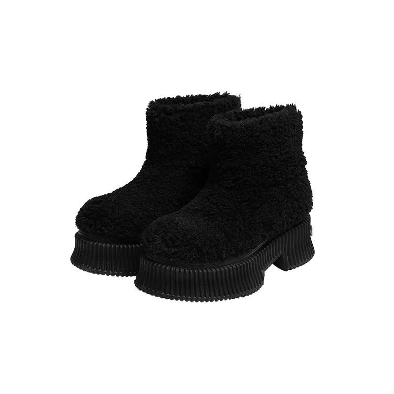 Platform Fleece Lambskin Ankle Boots