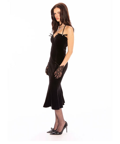 Velvet Bow Mermaid Evening Dress