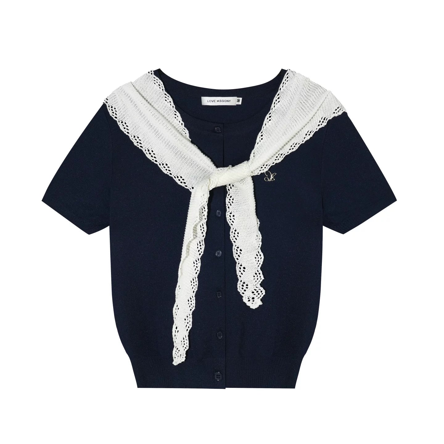 Sailor Tie-Detail Striped Knit Short Sleeve Top