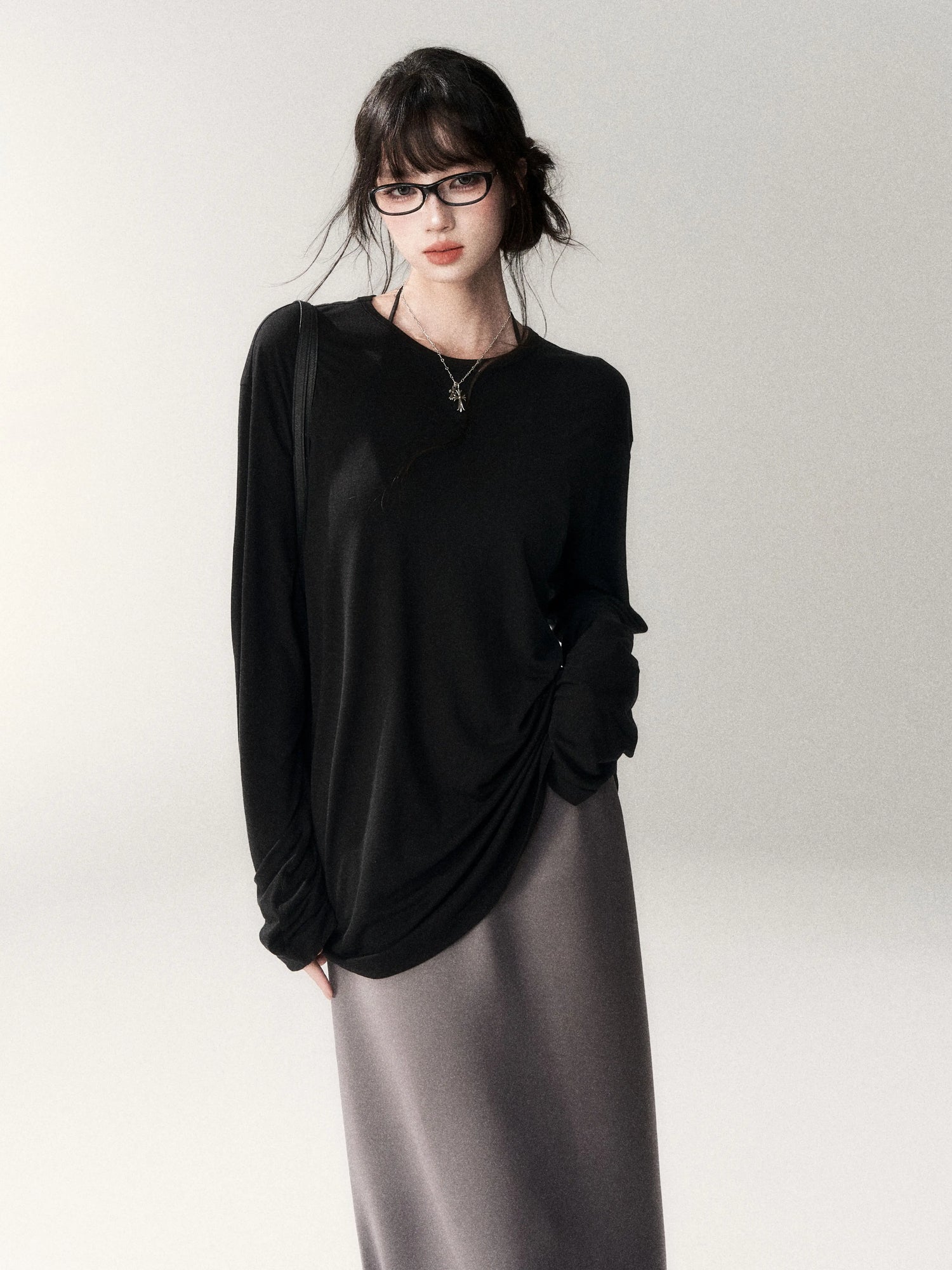 Luxe Lyocell Linen Relaxed Long Sleeve Tee
