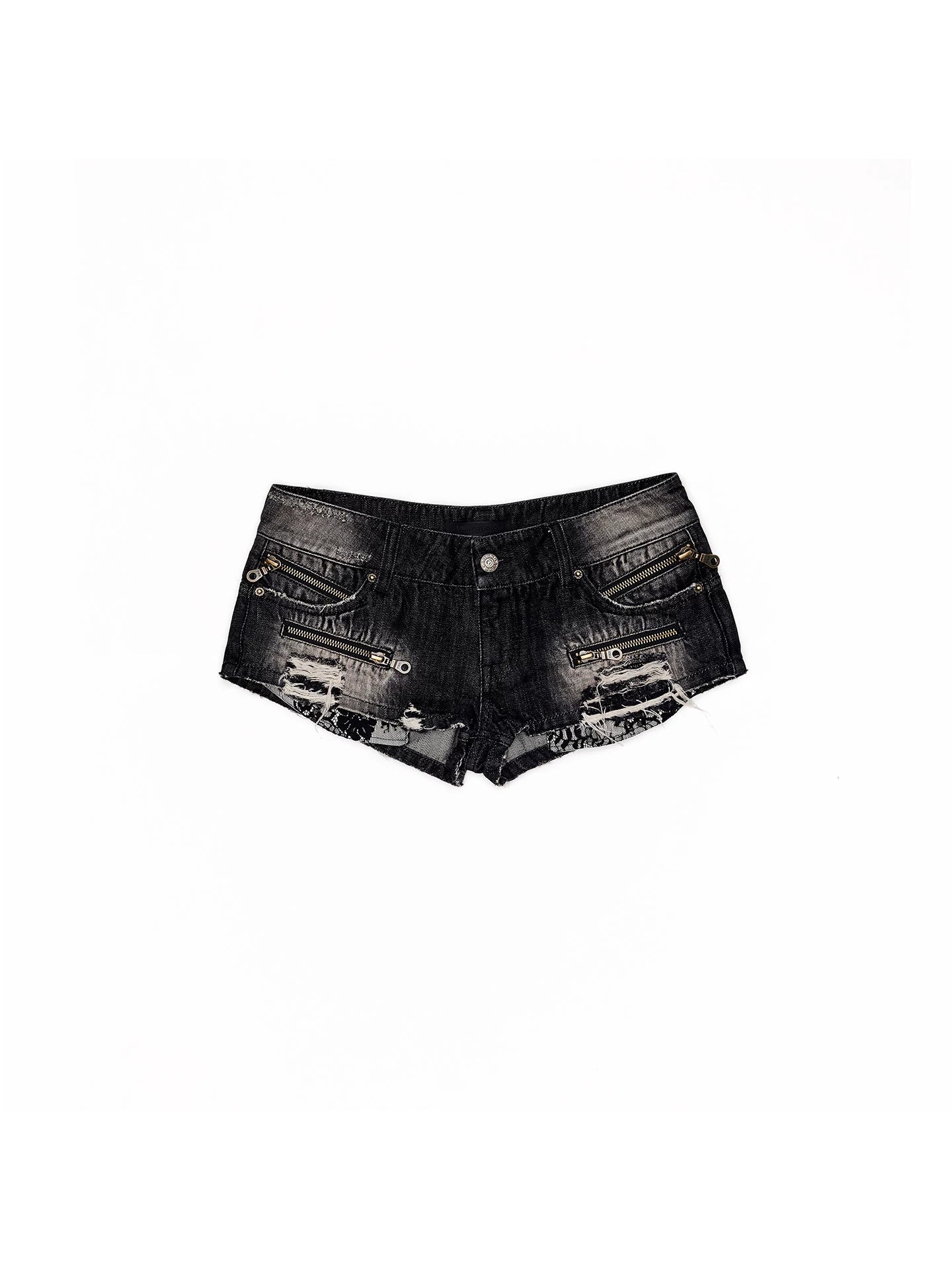 Vintage Washed Distressed Zip Denim Hot Shorts