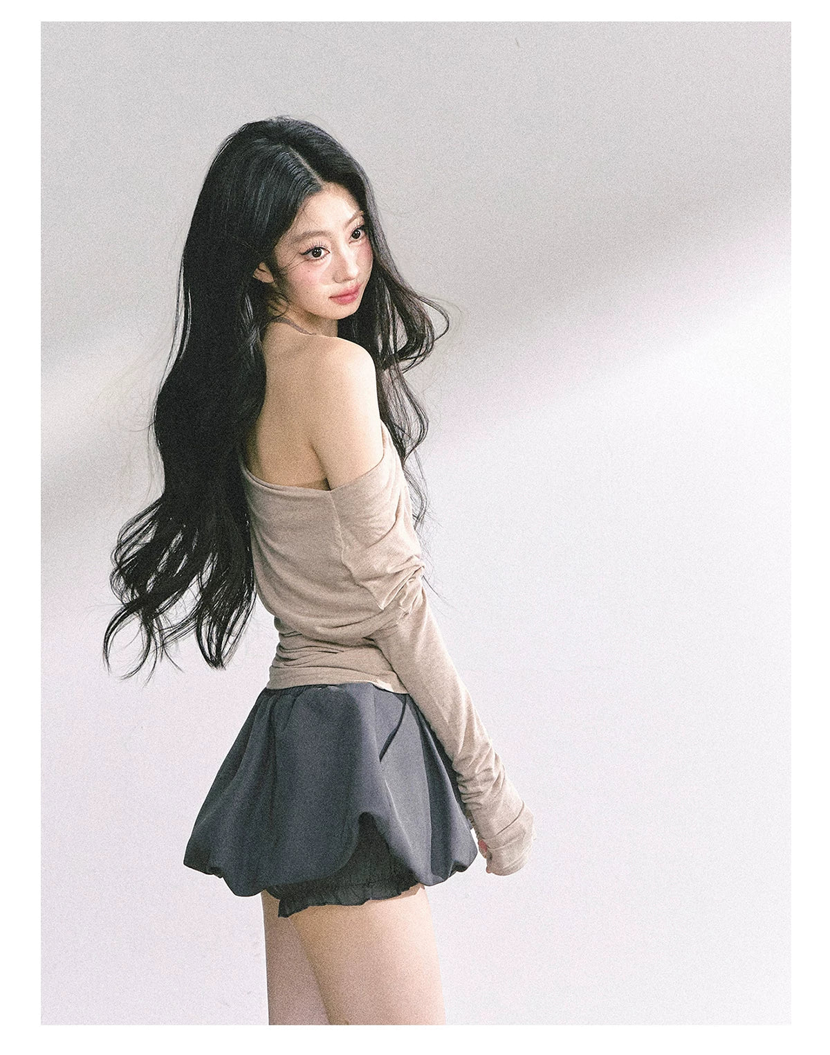 Asymmetric Off-Shoulder Long-Sleeve T-Shirt