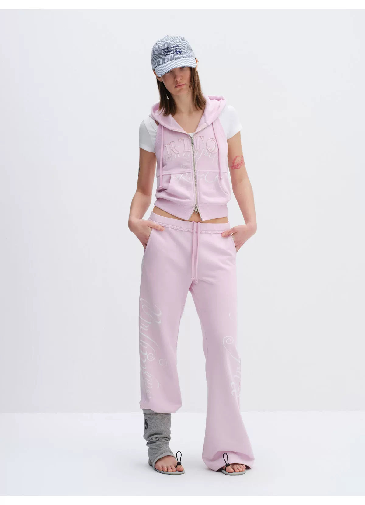 Rebel Script Print Relaxed Flared Sweatpants