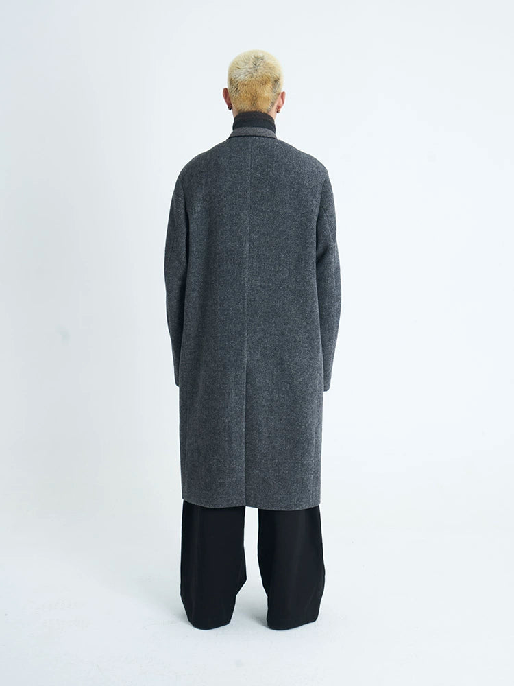 Dark Green &amp; Gray Multi-Collar Woolen Coat