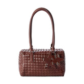 Woven Leatherette Barrel Shoulder Bag ECODAY