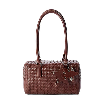 Woven Leatherette Barrel Shoulder Bag ECODAY