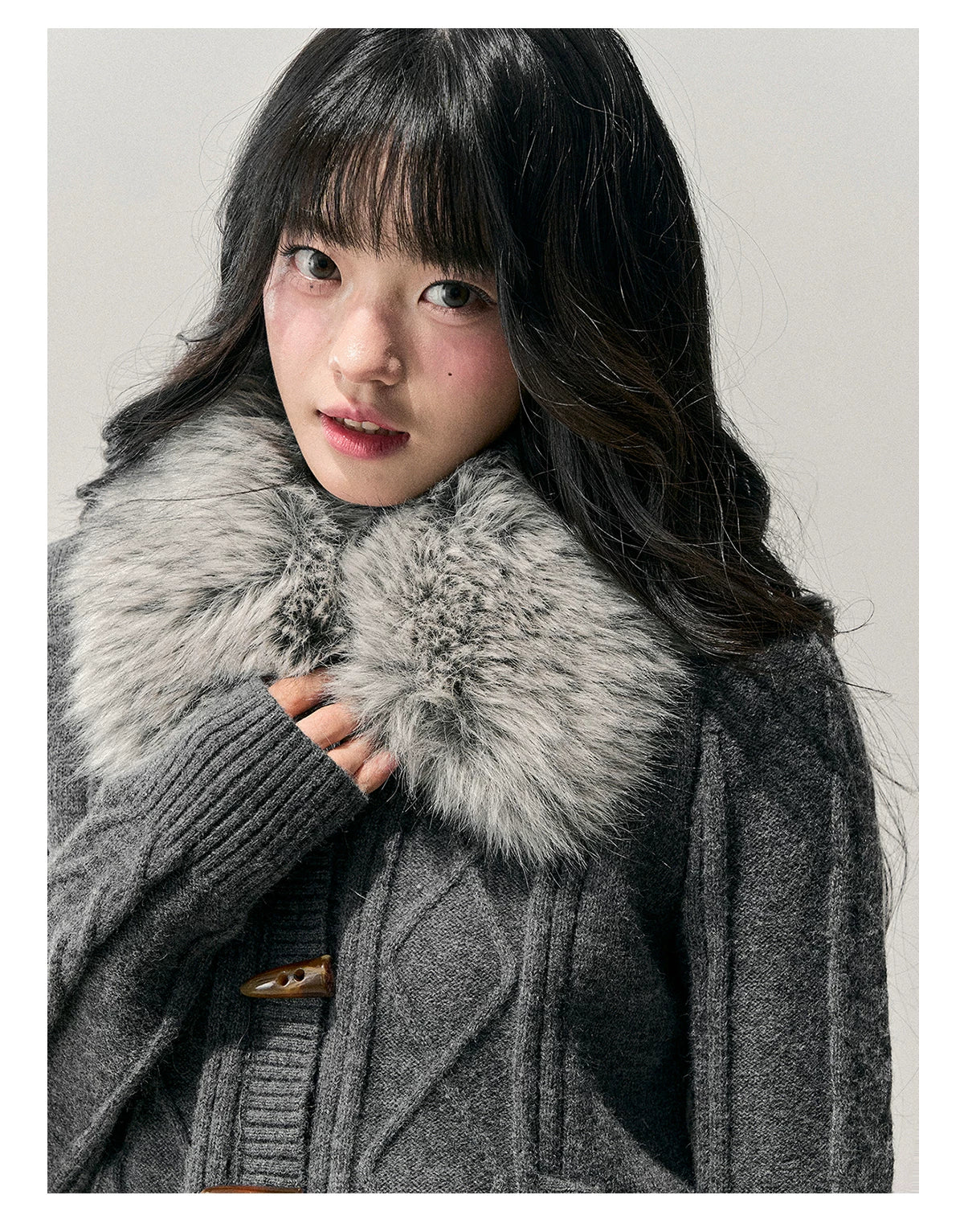 Cable Knit Toggle Cardigan Sweater