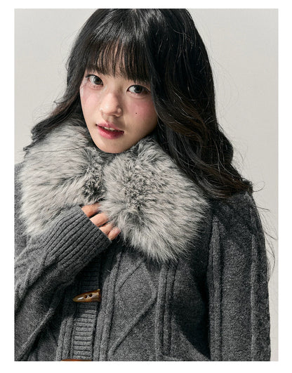 Cable Knit Toggle Cardigan Sweater