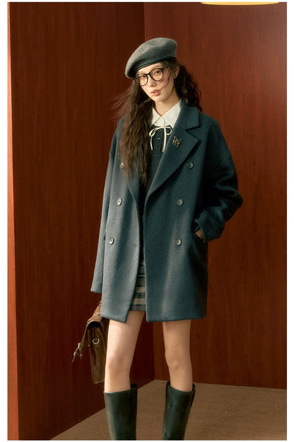 Gray Medium-Length Wool Coat - CHINASQUAD