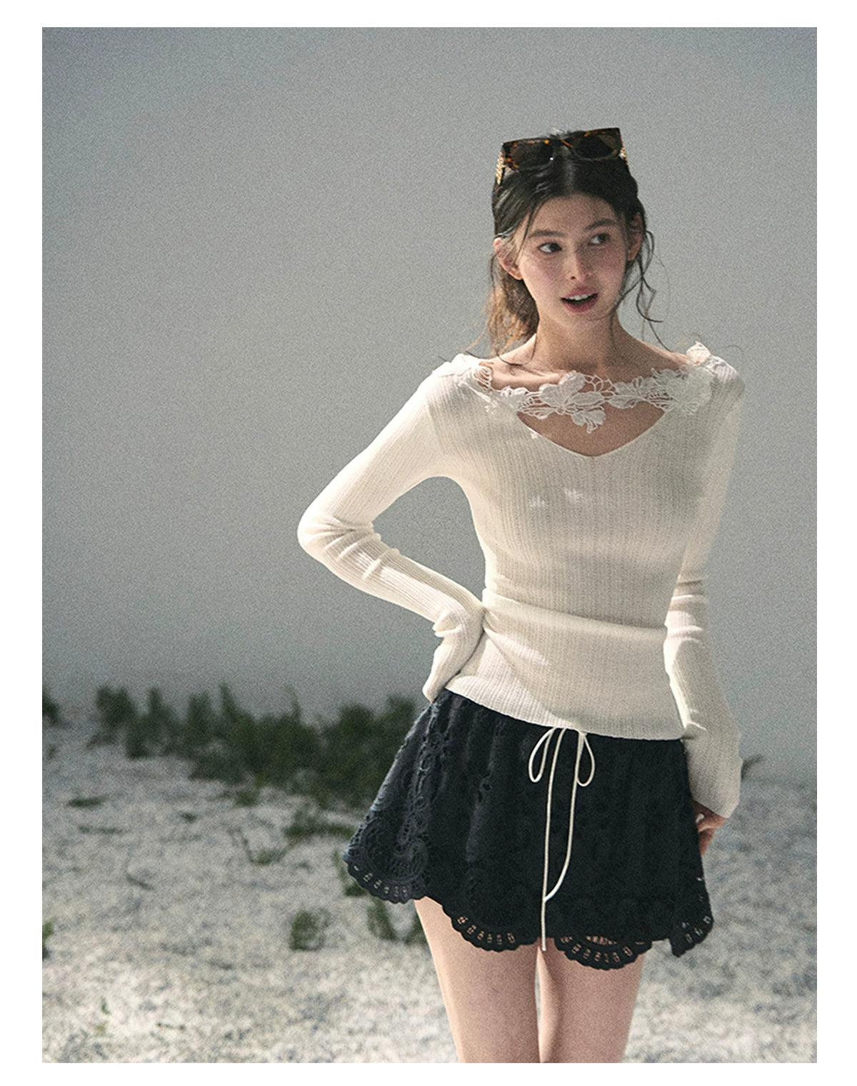“Lost in Your Embrace” French Floral Cutwork Bubble Mini Skirt