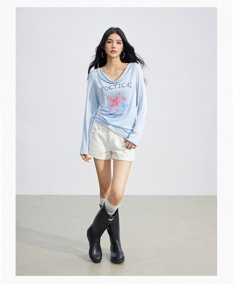 Soft Drape Floral Sun Protection Long Sleeve Top