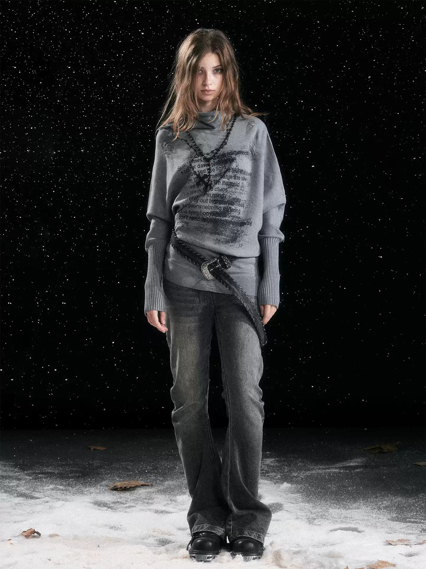 Asymmetric Graffiti Knit Sweater