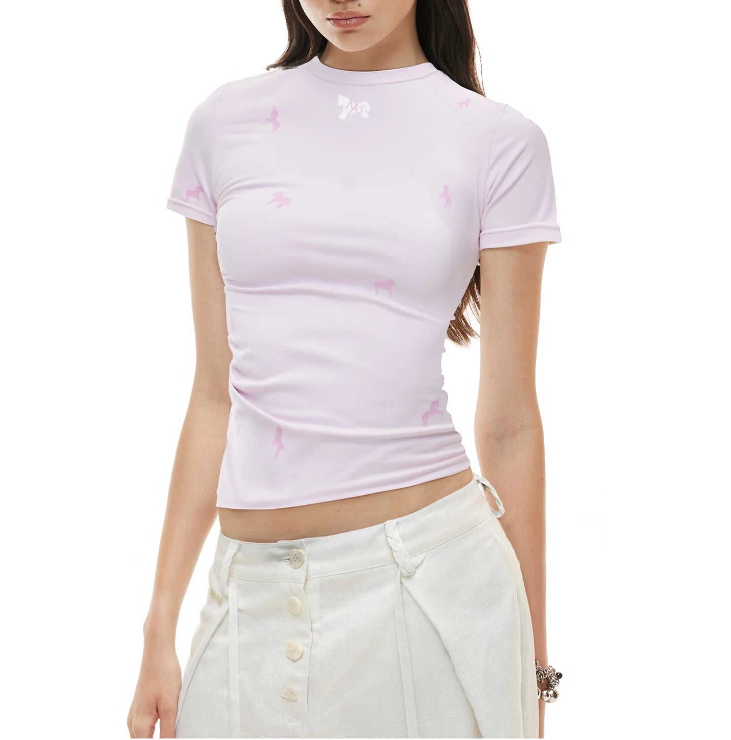 Flocked Horse Print Fitted Tee