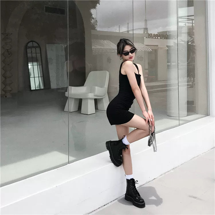 Square-Neck Stretch Bodycon Camisole Dress